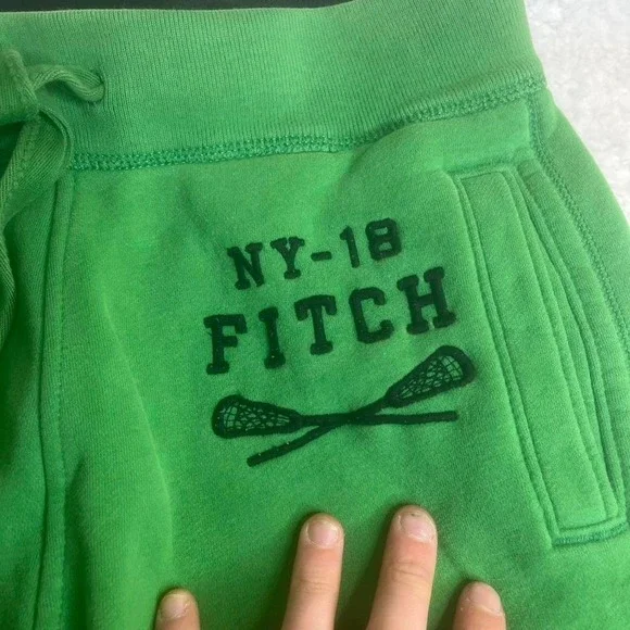 Y2K Abercrombie & fitch men's straight leg green sweatpants loose M - Picture 3 of 8